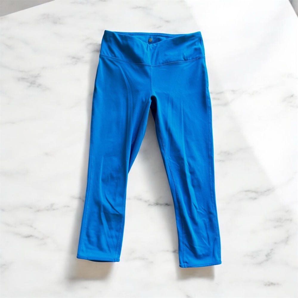 Yogalicious capri cropped Blue Leggings womens size small S cutout details